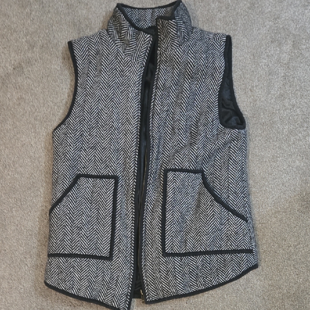 Honey Punch Black And White Herringbone Vest